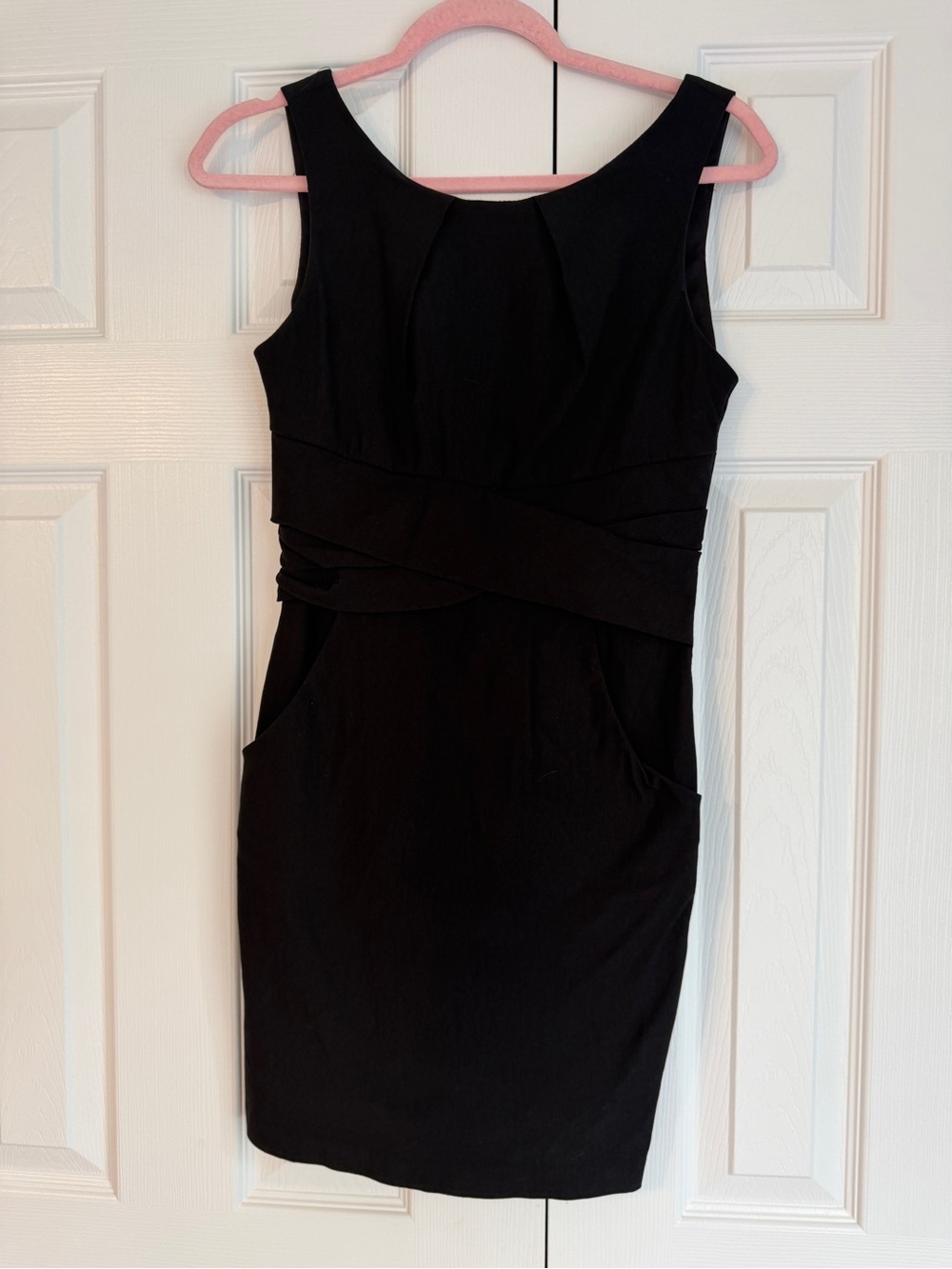 Teeze Me Black Sleeveless Wrapped Waist Sheath Dress